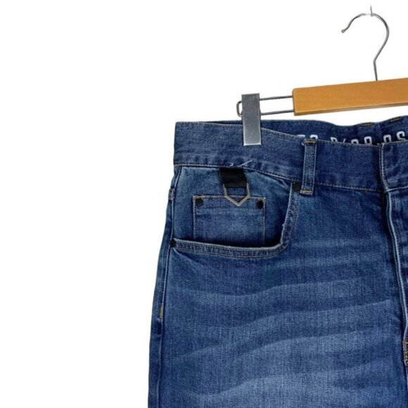 Gfc Toronto Men's Blue Medium Wash Distressed Raw Hem Slim Denim Jeans US 36 - Picture 4 of 16